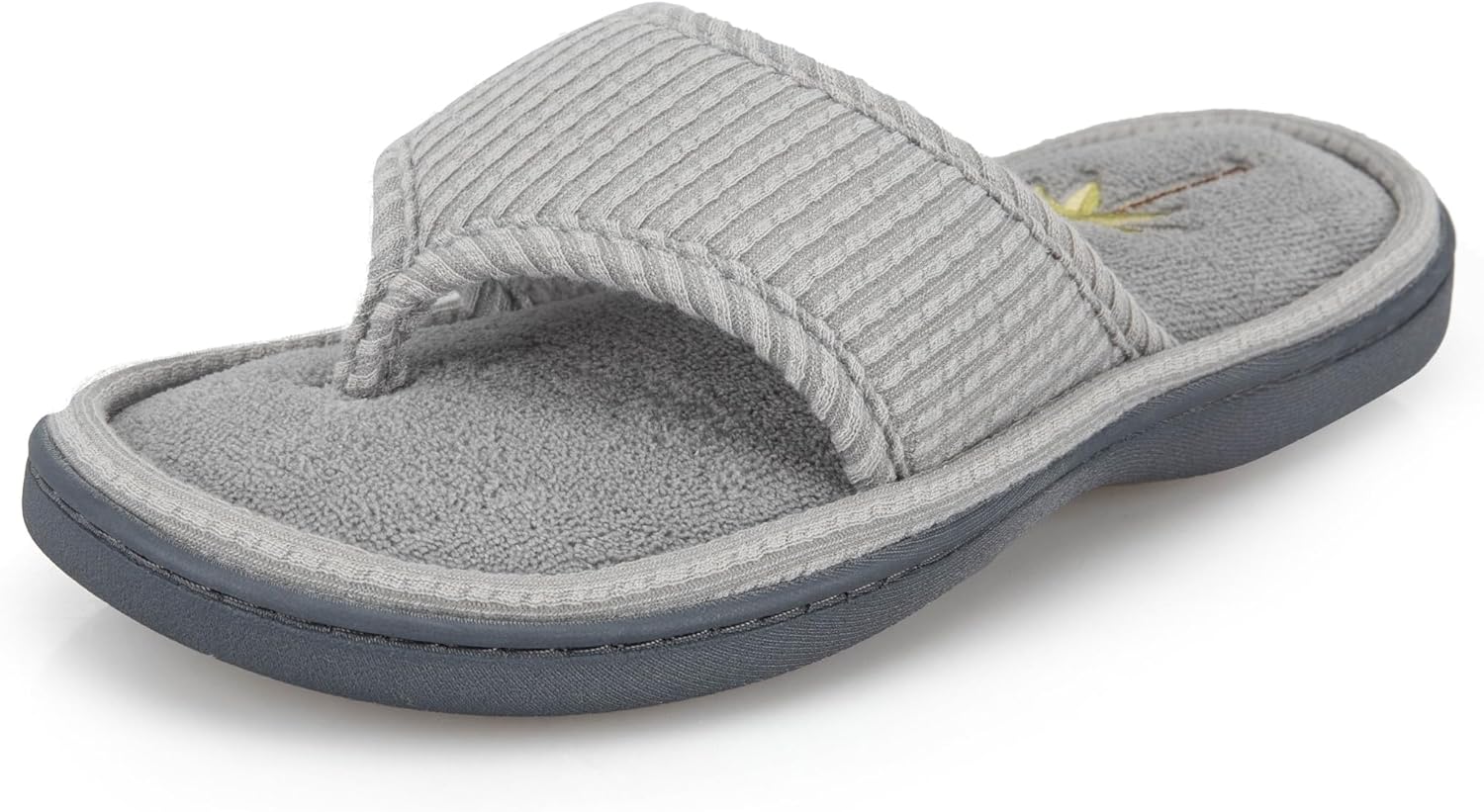 isotoner Women's Indoor/Outdoor Embroidered Seersucker Flip Flop Slippers With Memory Foam Comfort