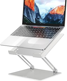 BESIGN LS10 Adjustable Aluminum Laptop Stand for 10-14" MacBook Air/Pro, Dell, HP, Lenovo - Ergonomic, Stable & Ventilated, Silver