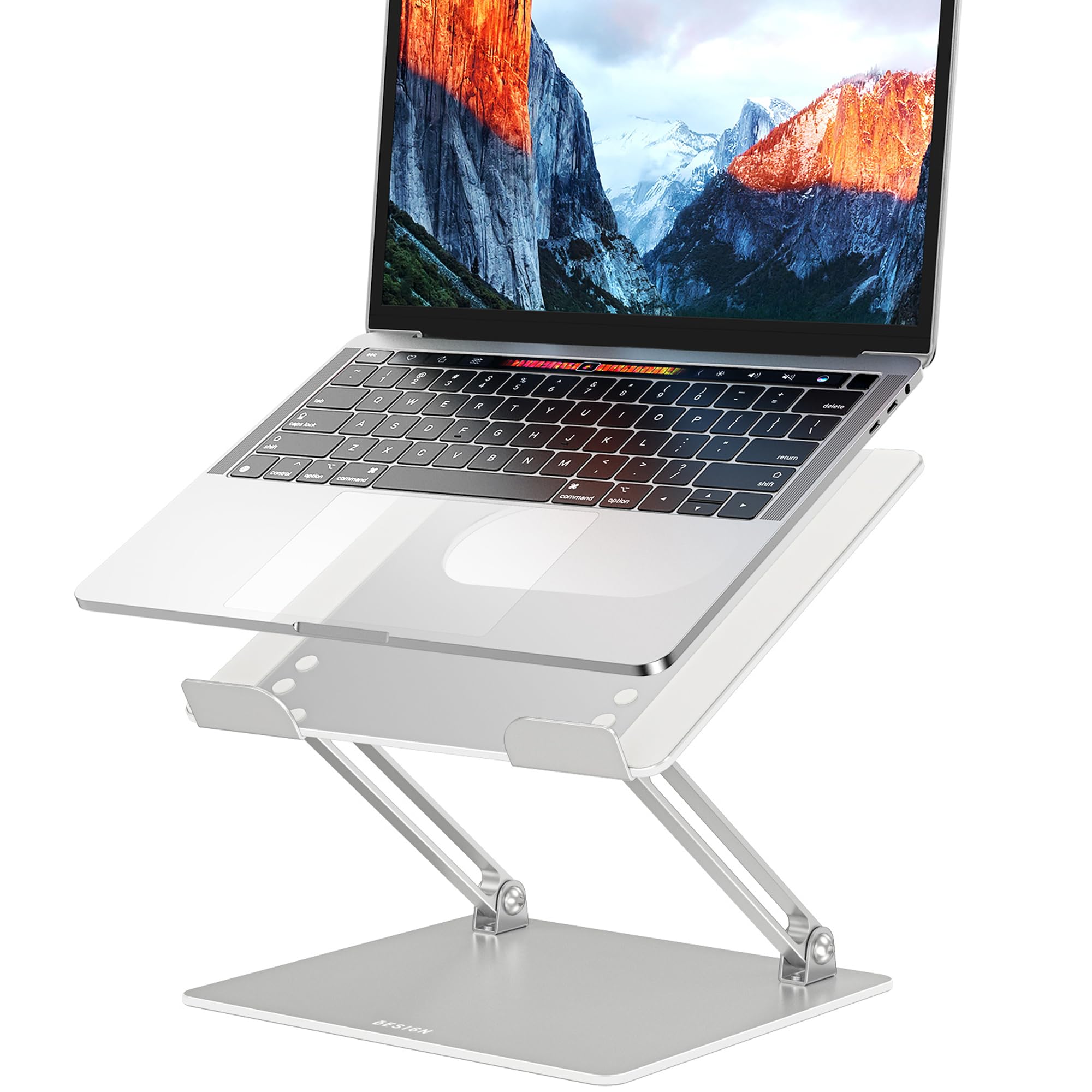 BESIGN LS10 Laptop Stand for Desk, Ergonomic Adjustable Notebook Tablet Stand, Foldable Laptop Riser, Portable Desktop Book Stands, Computer Holder Compatible with 10-14" Laptops, Silver