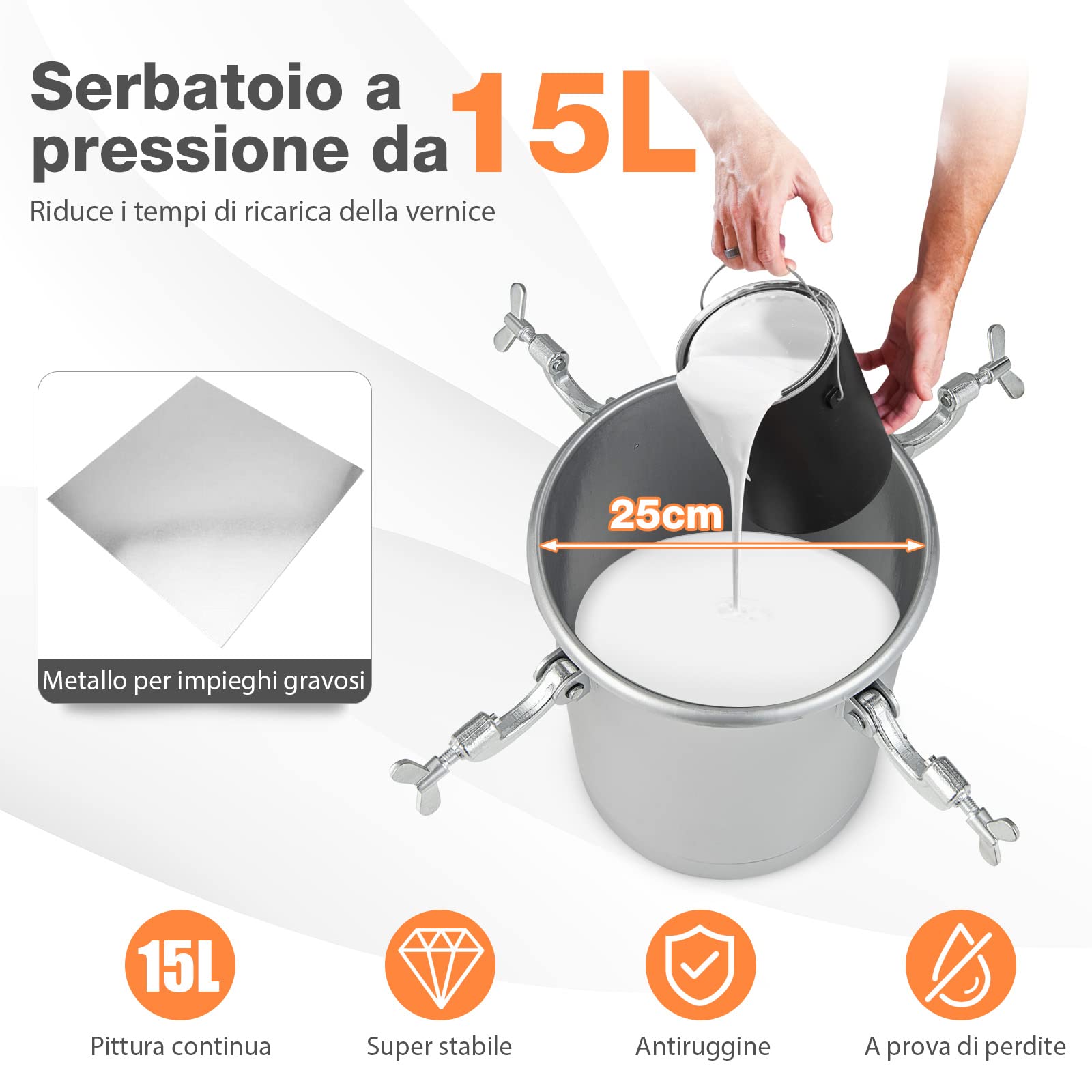 COSTWAY 15 L Spruzzatori di Vernice Alta Pressione, Serbatoio con Pistola a Spruzzo Regolabile, Flusso di Vernice e Volume d'aria, per Uso Commerciale e Domestico
