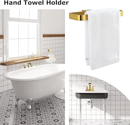 Miniatura 7 de PARLOS Toallero de mano de latón, anillo de toalla montado en la pared, toallero de mano dorado cepillado para baño y cocina
