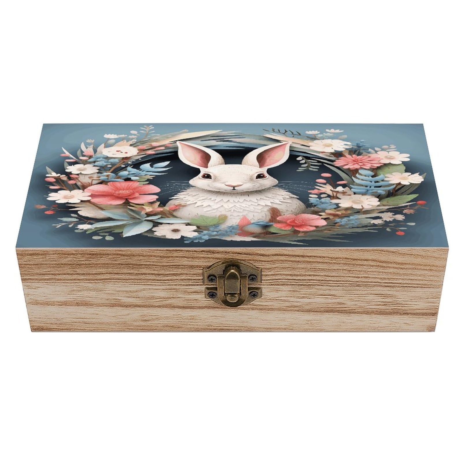 Coffre de rangement en bois couronne de Pâques boîte souvenirs idéale pour photos