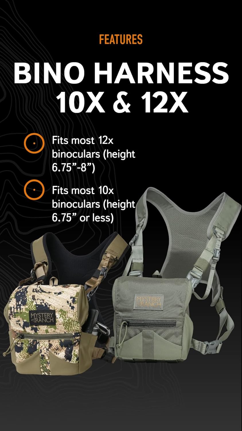 Mystery Ranch Bino Harness 12x, Chest Rig, Binocular Case, Tactical Pouch, for Rough Country, Hunting, Outdoors