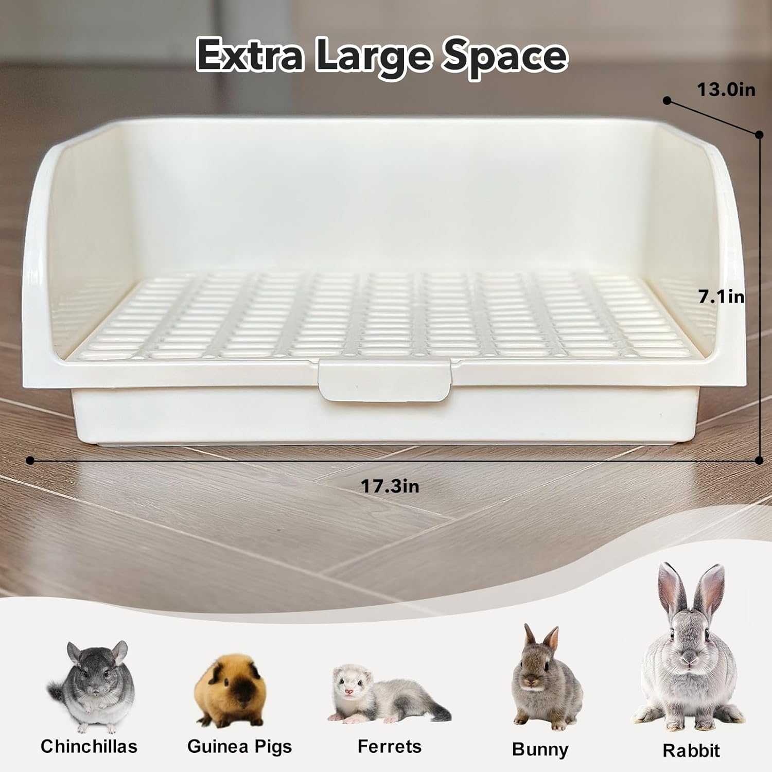 Rabbit Litter Box - Extra Large Bunny Litter Box, Easy to Clean and Disassemble, Prevents Odors and Stains. Pet Training Toilet Pan for Guinea Pig, Ferret, Hamster, Chinchilla