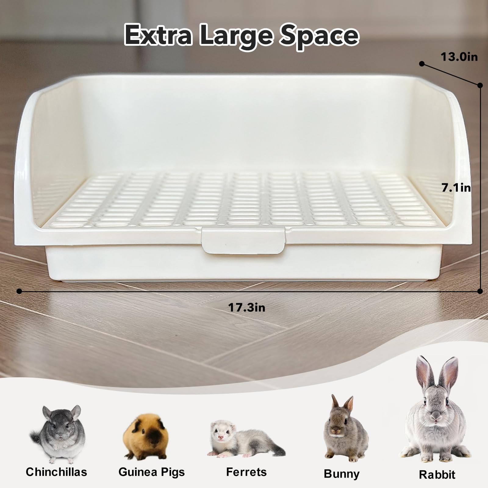 Rabbit Litter Box - Extra Large Bunny Litter Box, Easy to Clean and Disassemble, Prevents Odors and Stains. Pet Training Toilet Pan for Guinea Pig, Ferret, Hamster, Chinchilla - image 2