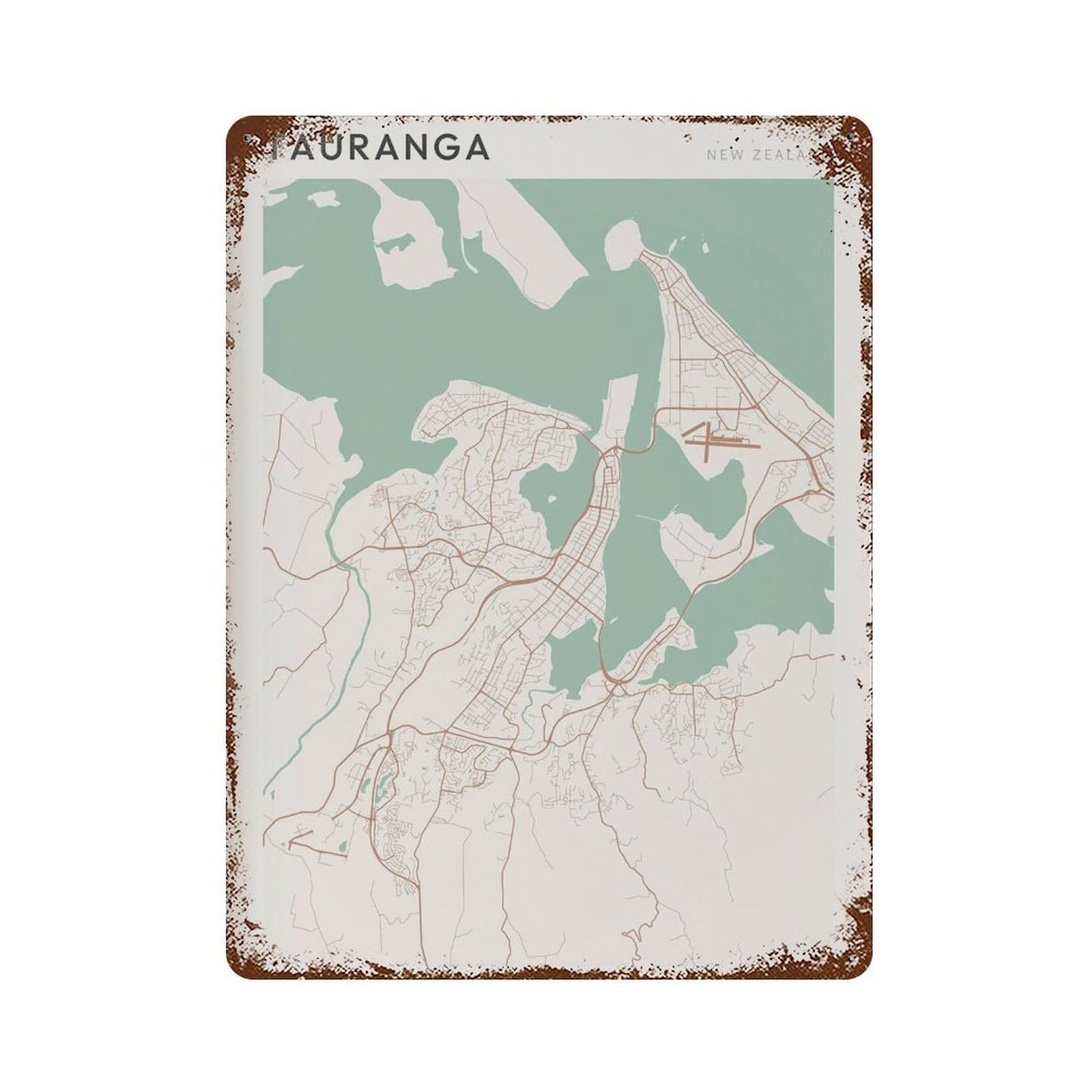 xiaoxiaoshen Tauranga Map New Zealand Wall Decor Art Metal Tin Poster Modern Home Decor Art Home Bar Shop Decorations Vintage Sign 40x30cm