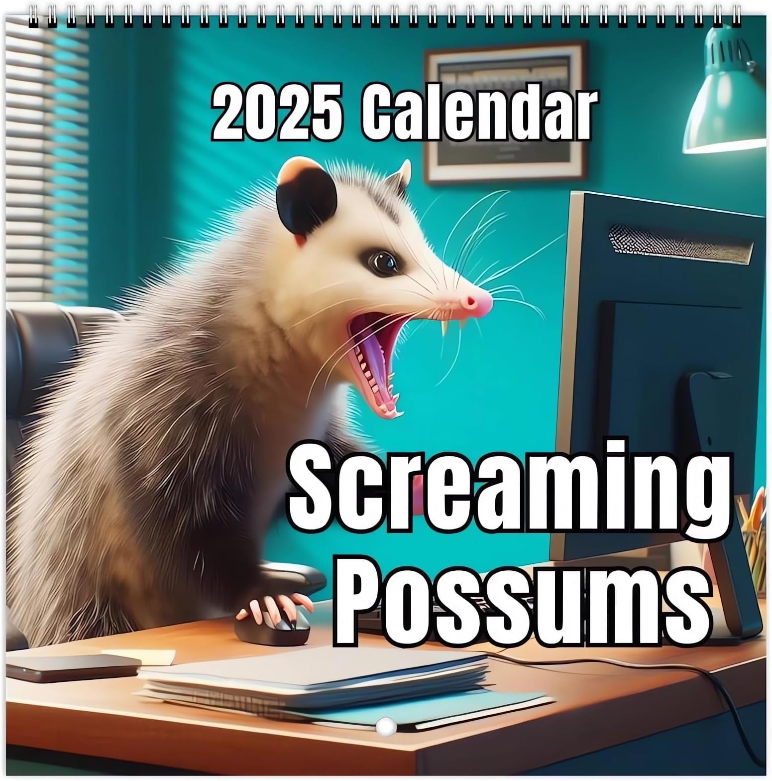 2025 Funny Screaming Possums Calendar - 2025 Wall Calendar, January 2025 - December 2025, Thick Paper Possum Calendar 12 Month Planner, Funny Gag Gift for Possum Animal Lover, Women Men
