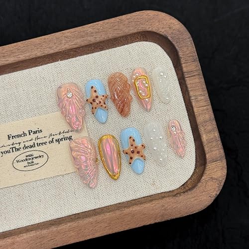 Stiletto Press-on Nails, 3D Floral Design with Crystal Accents, Purple