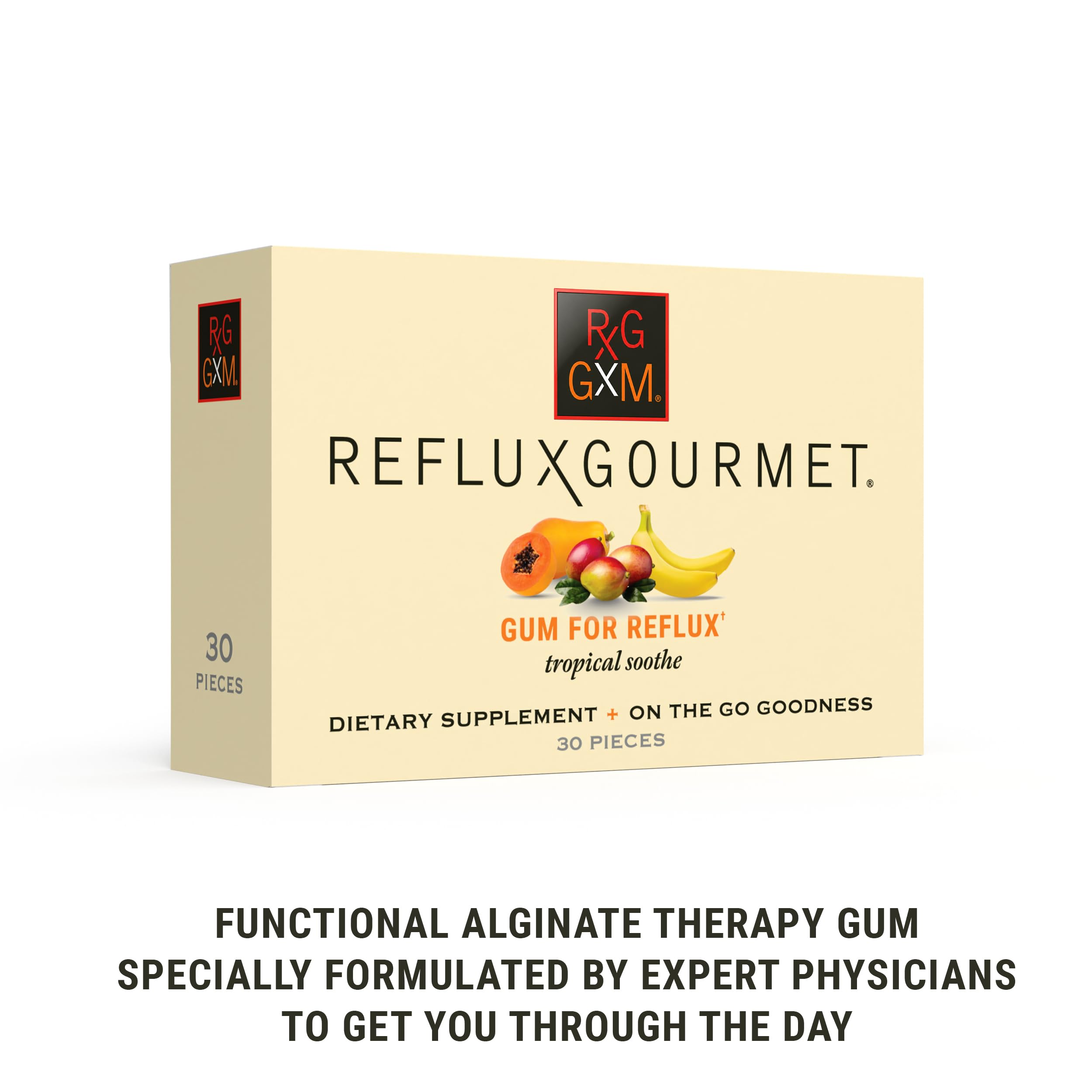 Reflux Gourmet Tropical Soothe Gum Alginate Therapy Sodium Bicarbonate Gum for Acid Reflux, Oral, Cognitive, and Digestive Support, Natural with Ginger, Celeriac, Aloe, Sugar Free, Gluten Free, Vegan — Amazon image 3