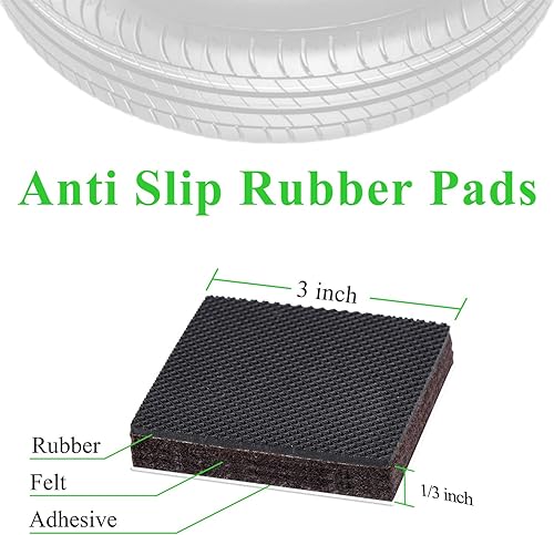 Miniatura 3 de Almohadillas de goma antideslizantes para muebles, 8 unidades, 3 pulgadas, cuadradas, antideslizantes, para muebles, sofá y cama, autoadhesivas,