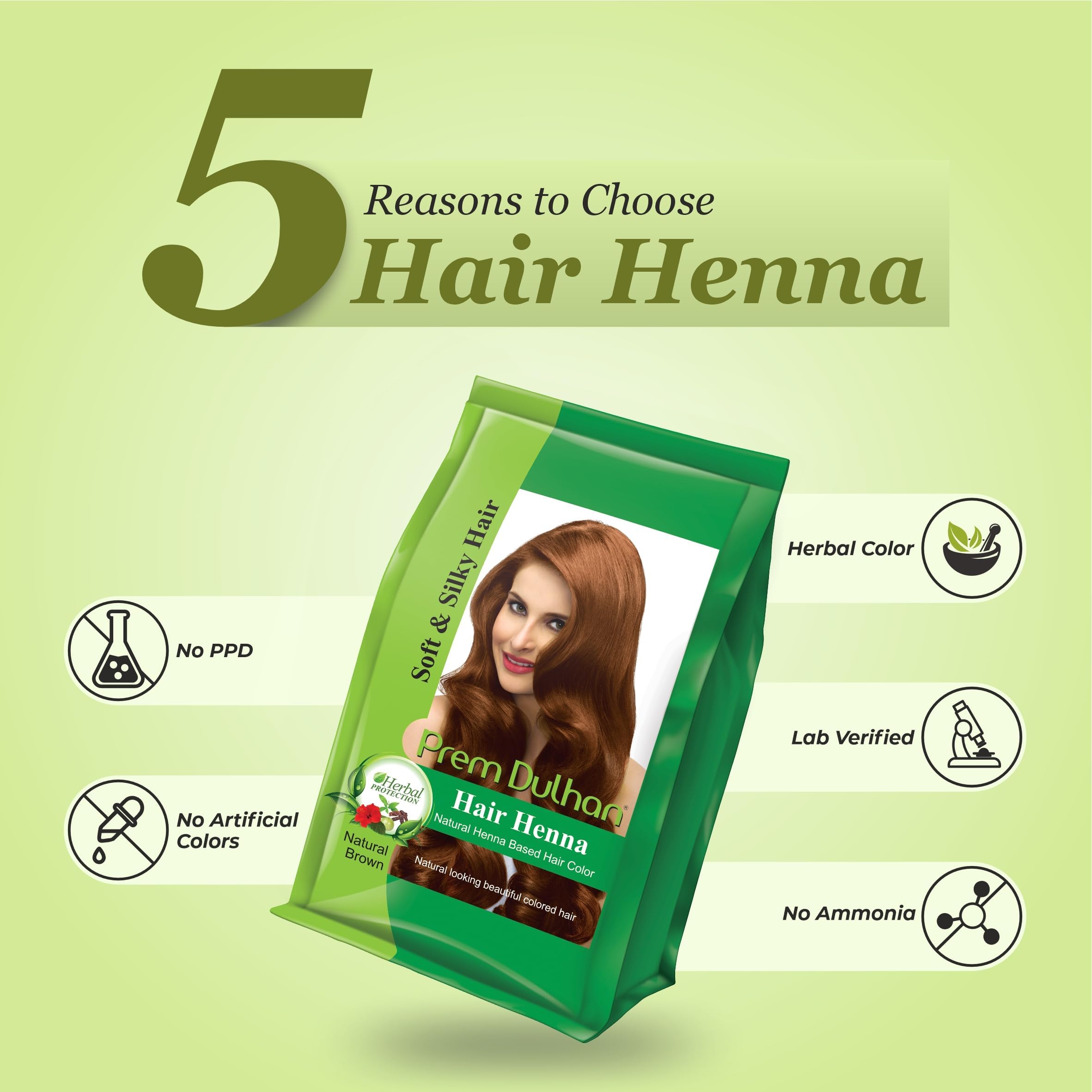 Prem Dulhan Hair Henna Natural Henna Based Hair Color |Natural Brown| - 25 GRM (Pack Of 12)
