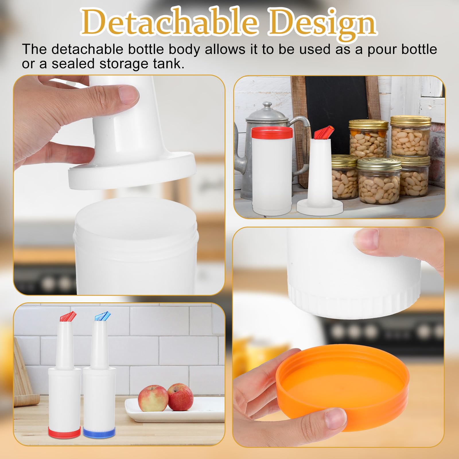 Dimeho 6 contenitori colorati in plastica per versare succhi di frutta, dispenser per succhi da 963,9 g, con beccuccio affusolato, per bar, feste, cucina