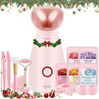Facial Steamer Spa Kit, 12 Skin Care Tools & 5 Jelly Mask Powder, Nano Ionic Steamer for Facial Deep Cleaning Unclog Pores Sinuses, Warm Mist Humidifier for Home SPA, Christmas Gifts for Women