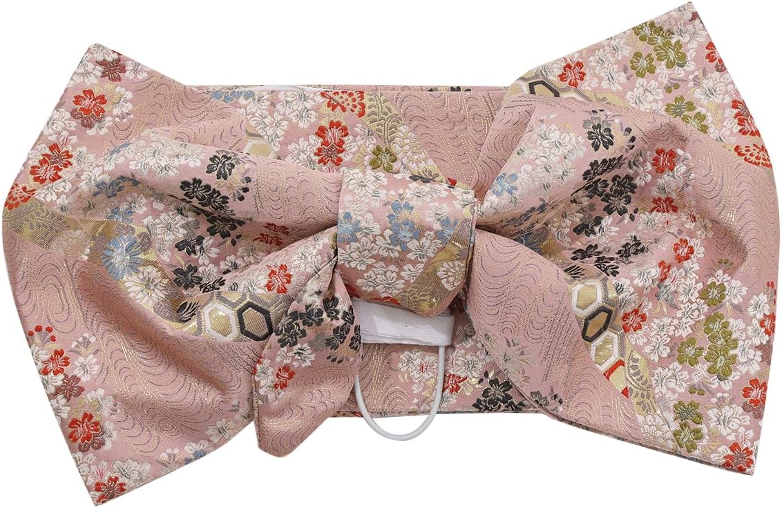 CAMDOM Japanese Traditional Kimono Pre-tied Bow Sakura Obi Belt Sash Yukata Robe Accessories