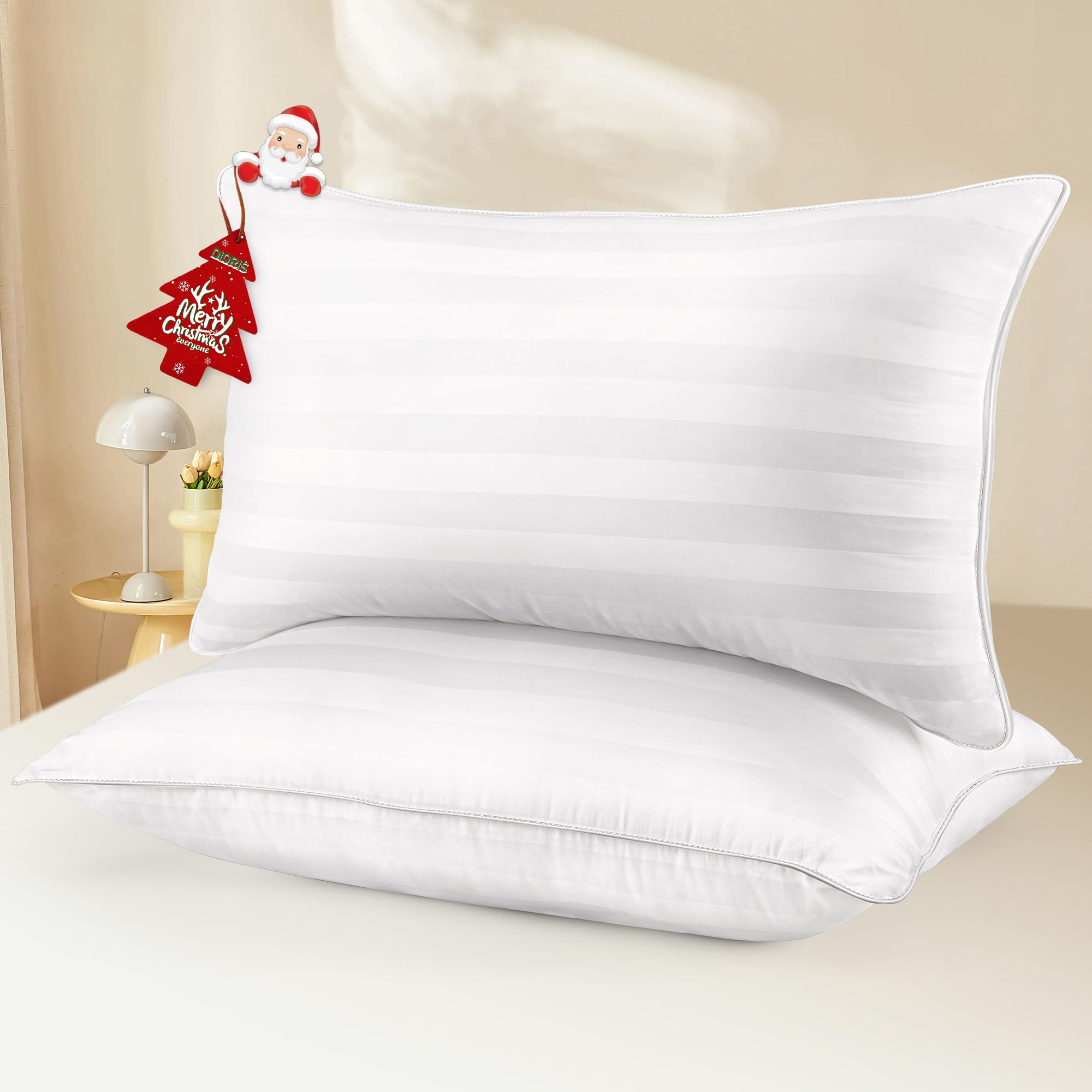 DIORIS Pillows Queen Size Set of 2 - Luxury Hotel Bed Pillows for Sleeping Supportive Side Sleeper Pillow