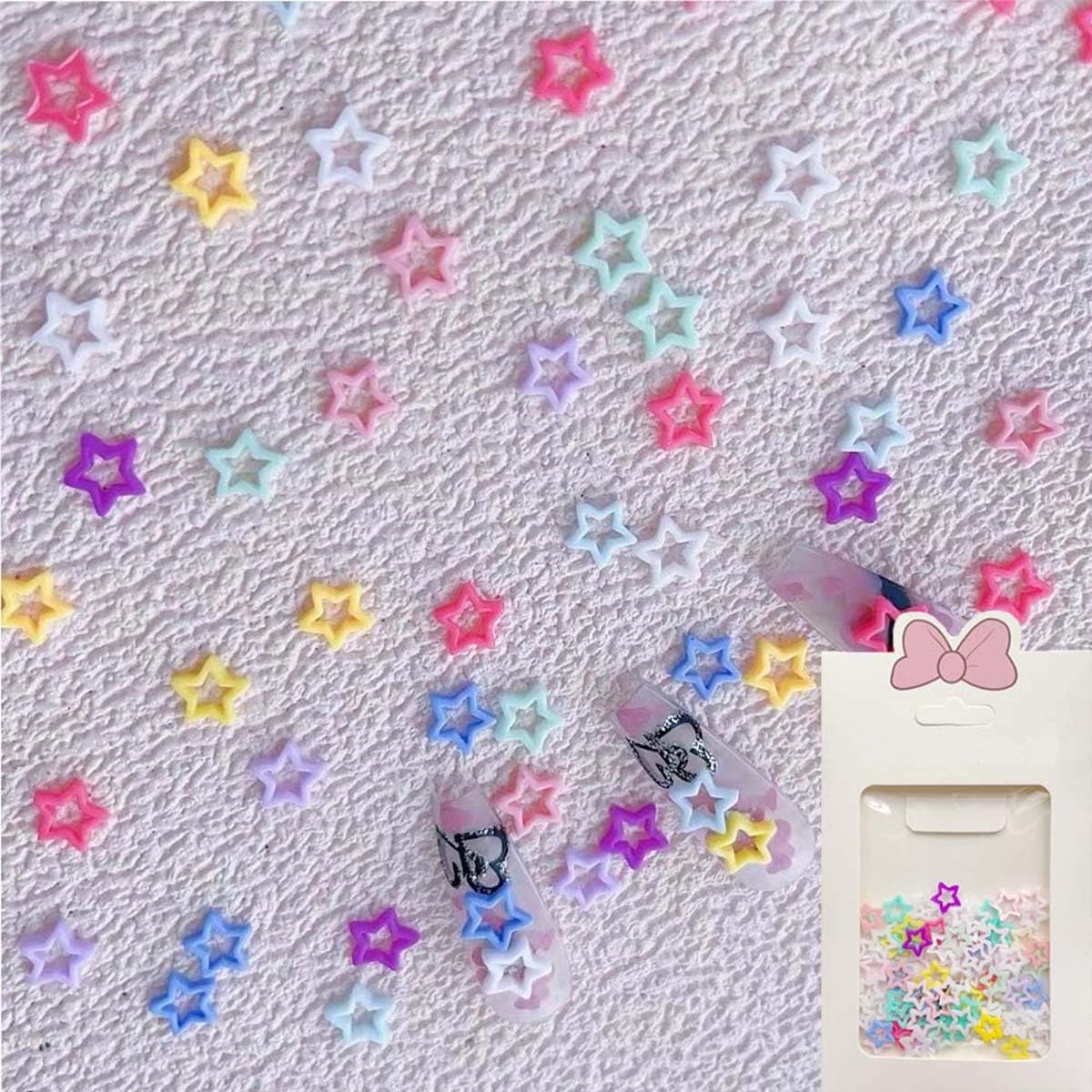 100Pcs Star Nail Art Charms 3D Accessories Mix Color Rhinestone for Acrylic Resin Art Supplies Women Girls DIY Manicure Decorations