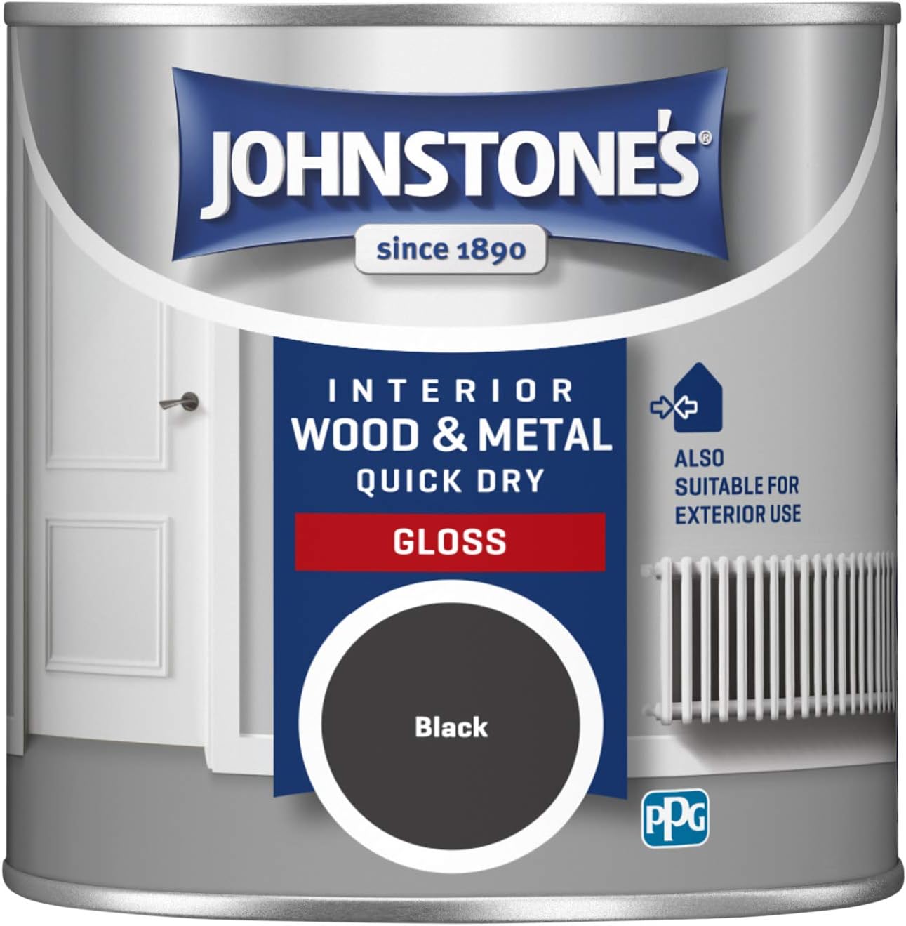 Johnstone's Quick Dry Gloss Black Gloss Finish Water Based