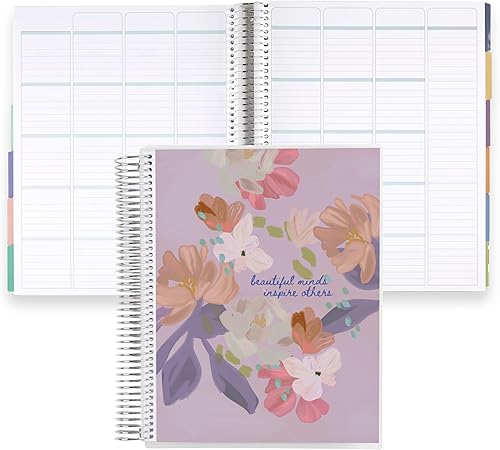 Erin Condren Agenda de escuela en casa sin fecha de 8.5 x 11 pulgadas, con cita de flores atrevidas, cubierta intercambiable clásica, con espiral de