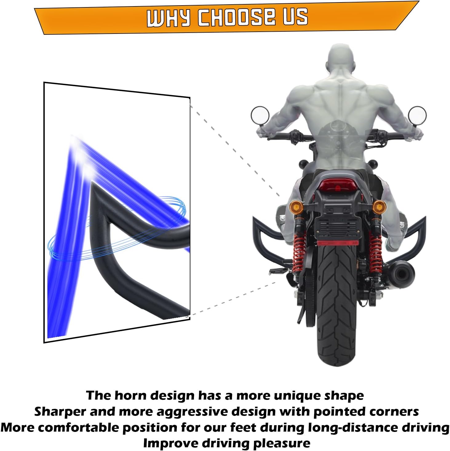 Kinglemc Crash Bar Engine Guard Highway Bar for Harley Davidson XG Models,Street 500 750 XG750 XG500 2015-2020 (Mustache Black)