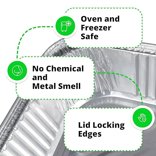 Miniatura 4 de IDL Packaging Sartenes de aluminio de tamaño medio con tapas, tamaño mediano, 13 x 11 x 2 pulgadas (paquete de 25) - Sartén desechable de aluminio