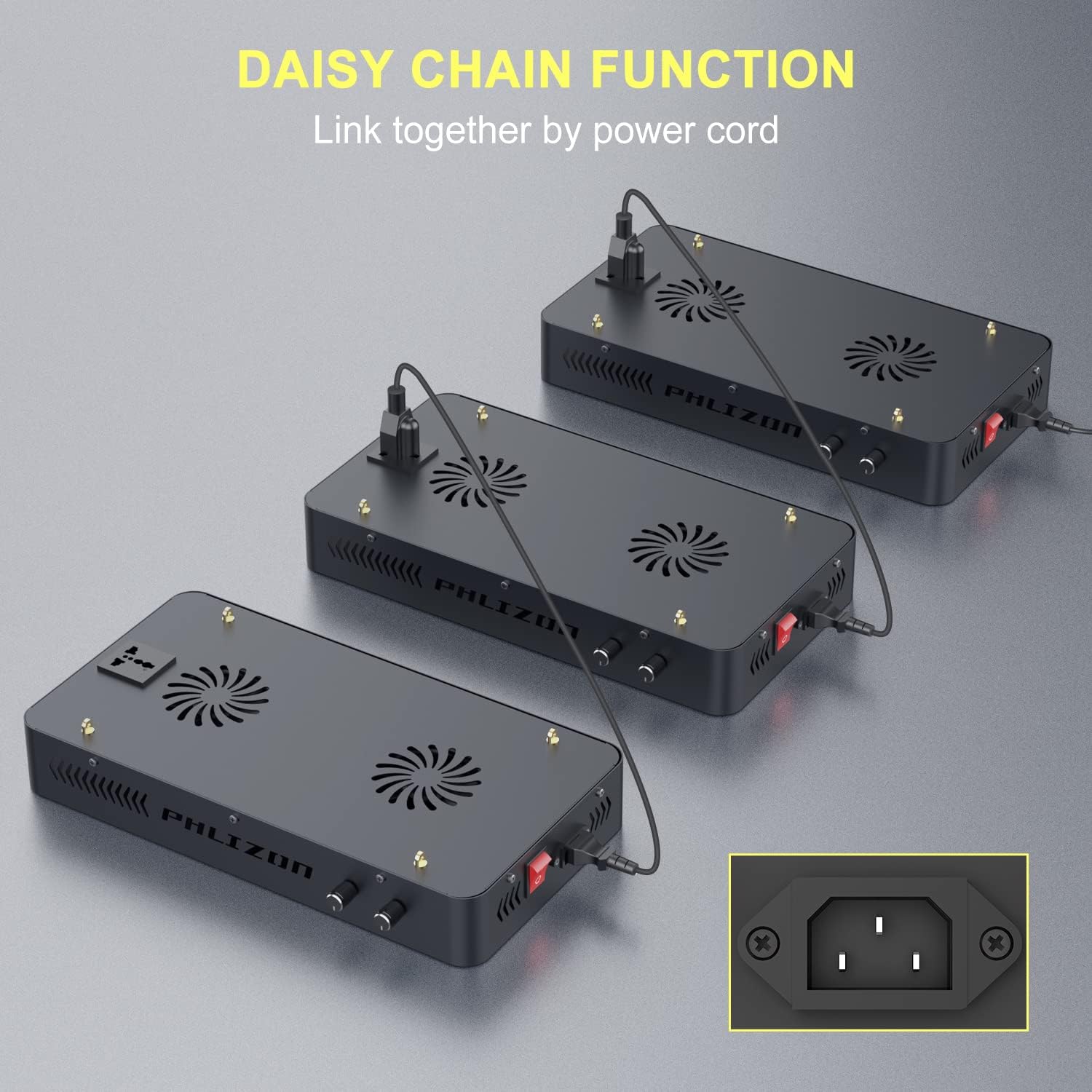 Phlizon LED lights connected via daisy chain function