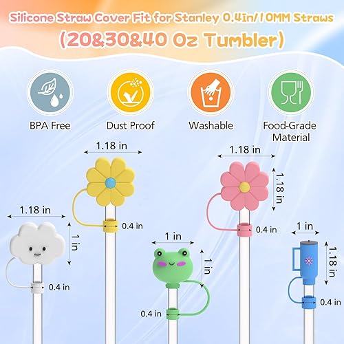 Miniatura 3 de HOSTENU Stanley Cup - 5 piezas de cubiertas con popote para popote Stanley, tapa de popote de silicona para vaso Stanley Cup de 30 y 40 onzas, tapa