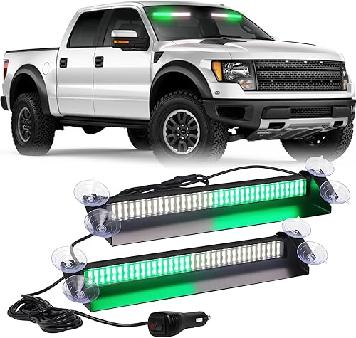 XRIDONSEN Luces estroboscópicas de emergencia para salpicadero, 144 LED, color azul ámbar, parabrisas, voluntarios, bomberos, advertencia, seguridad