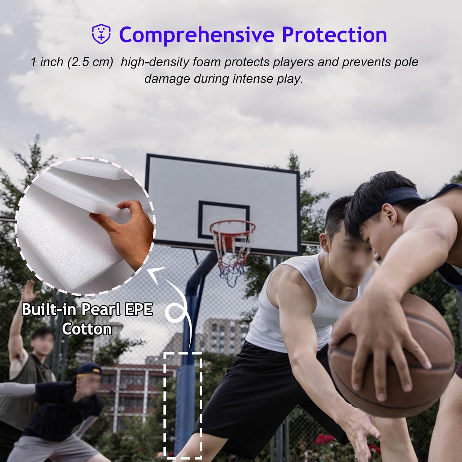 Garage Pole Protector Padding - 6FT Shock Absorbing Post Wrap for 8-56CM Columns, Blue Collision Guard for Basement Poles - Durable Pole Cover Pad