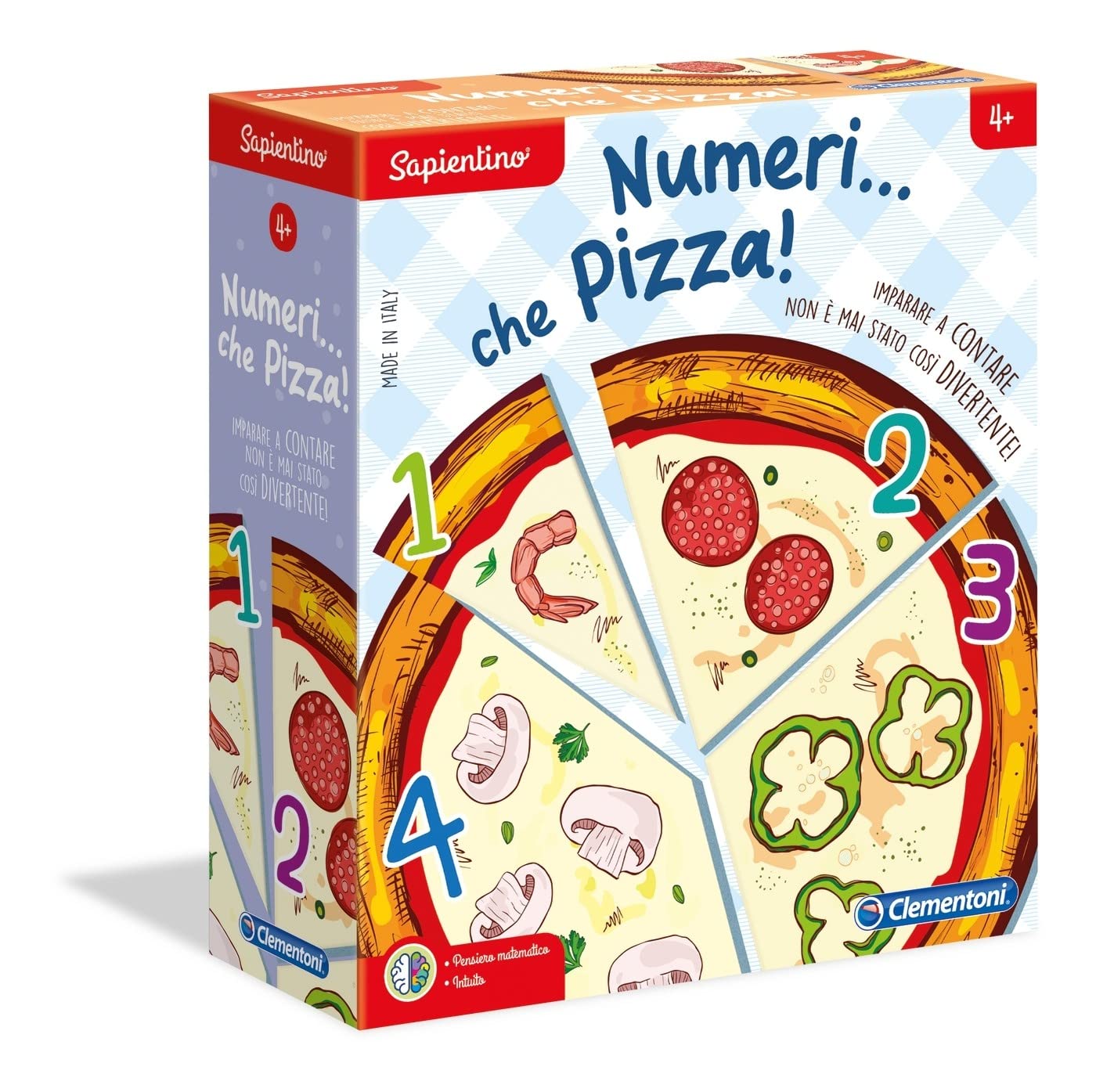 Clementoni - 16127 - Sapientino - Nombres…Qu'est-ce Que Pizza - Jeu pour Apprendre à Compter, Jeu sur Les Chiffres - Jeu éducatif 4 Ans tuiles illustrées - Made in Italy