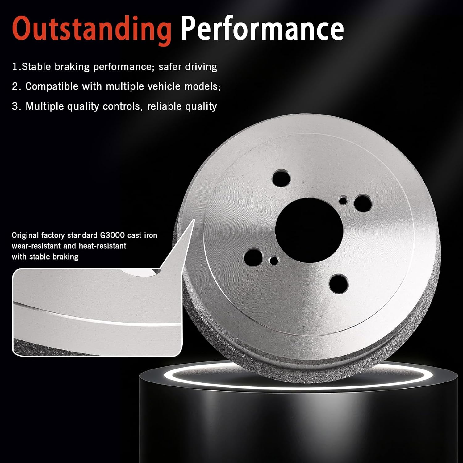 Rear Left & Right Disc Brake Drums Set Compatible with 1993-2002 Corolla & 1993-2002 Prizm 1.8L 1.6L L4, Replace BD3578 4243102020 4243112130 4243120250 94852720