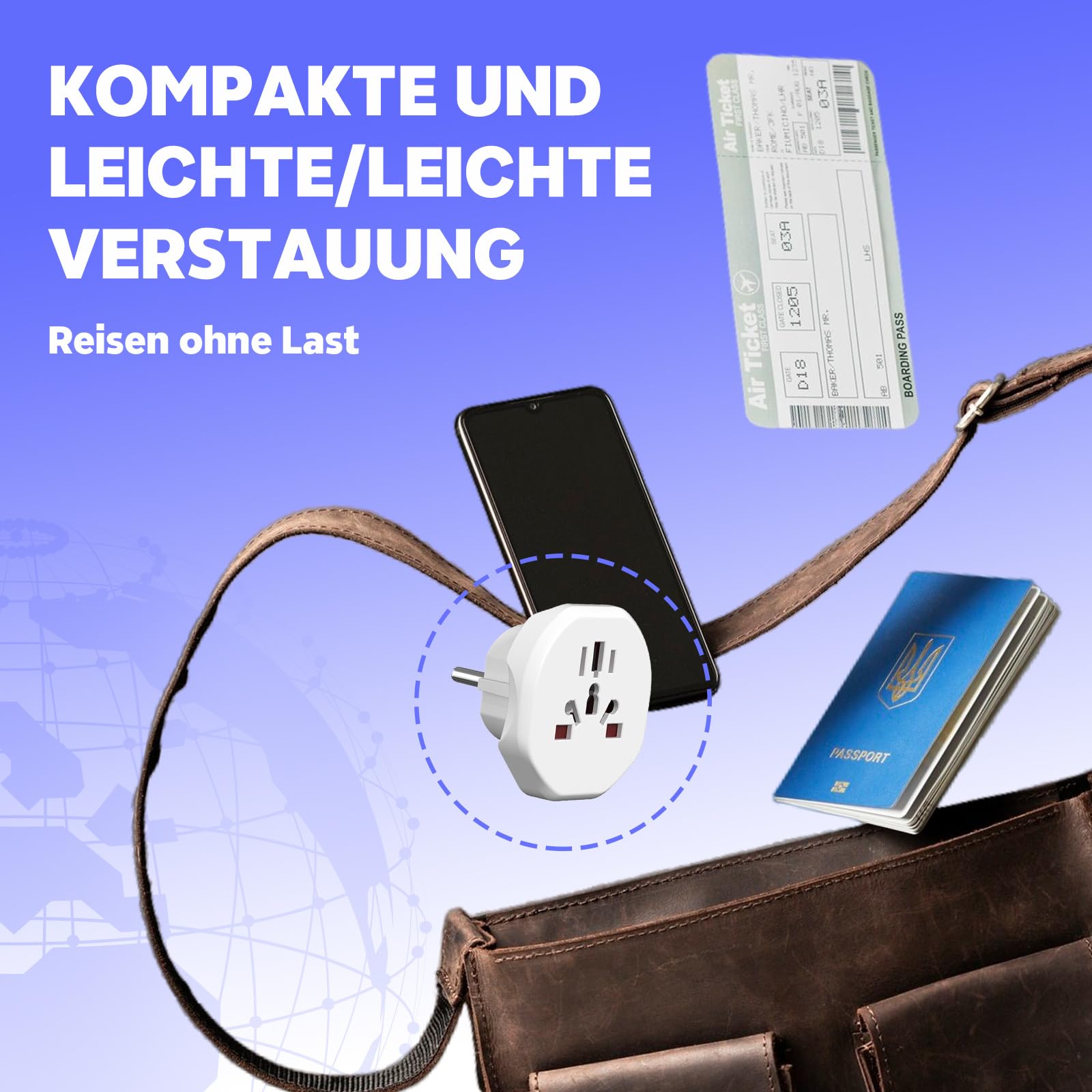 BrightArk Reiseadapter-Set (2 Stück) – Für Deutsche Steckdosen, Universal Für USA, UK, AU, CH U.a., 10A, Weiß