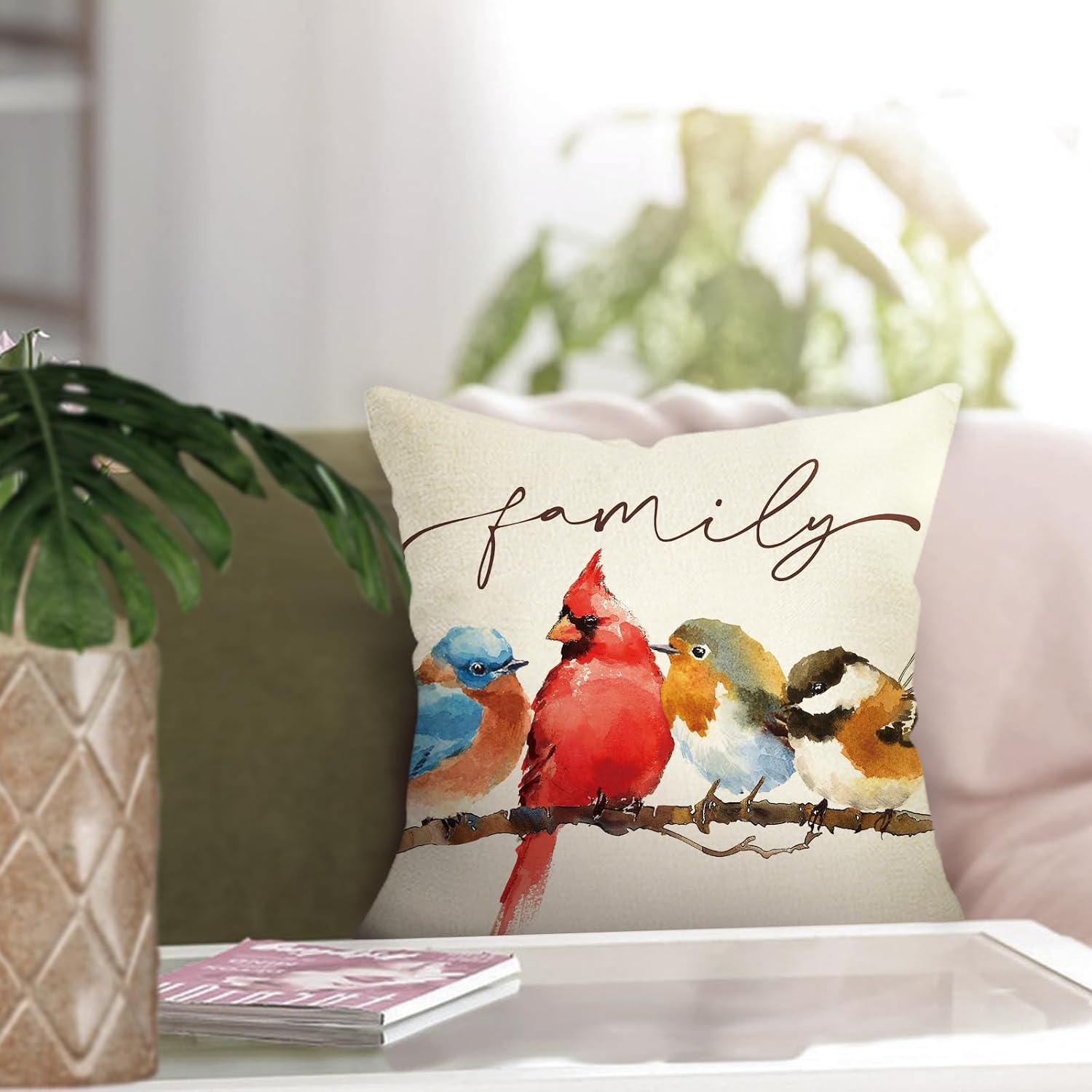 Family Birds Cardinal Decorative Throw Pillow Cover 18 x 18 image 5
