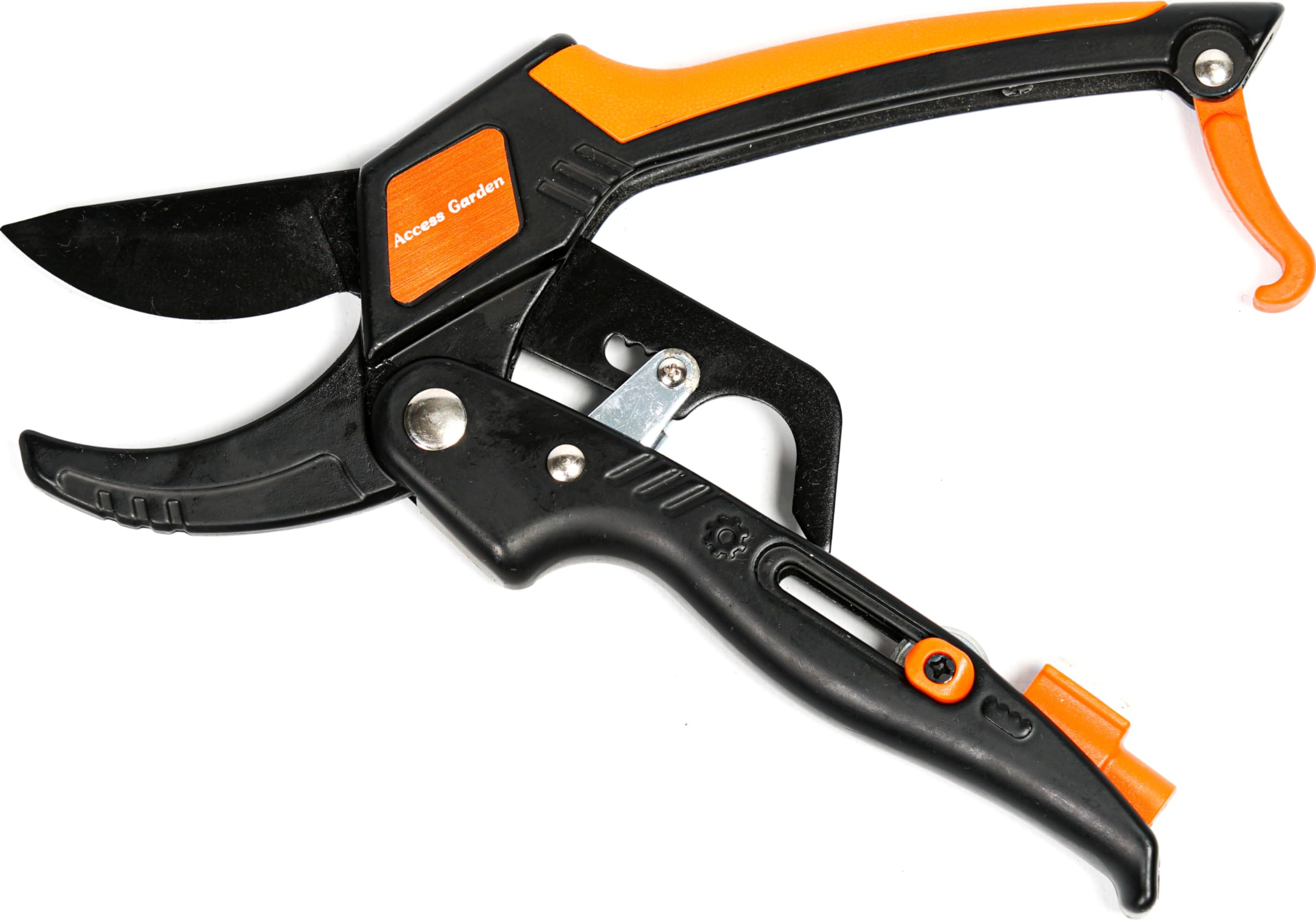 Sécateur Twin - Access Garden Suisse, système à crémaillère démultiplie votre force X5, Aluminium, lame acier téflon