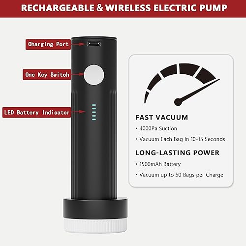 Miniatura 4 de SUOCO Bolsas de vacío de viaje con bomba eléctrica portátil, 12 cubos de sellado de compresión (4L4M4S) para ropa, maleta, organizador de equipaje,