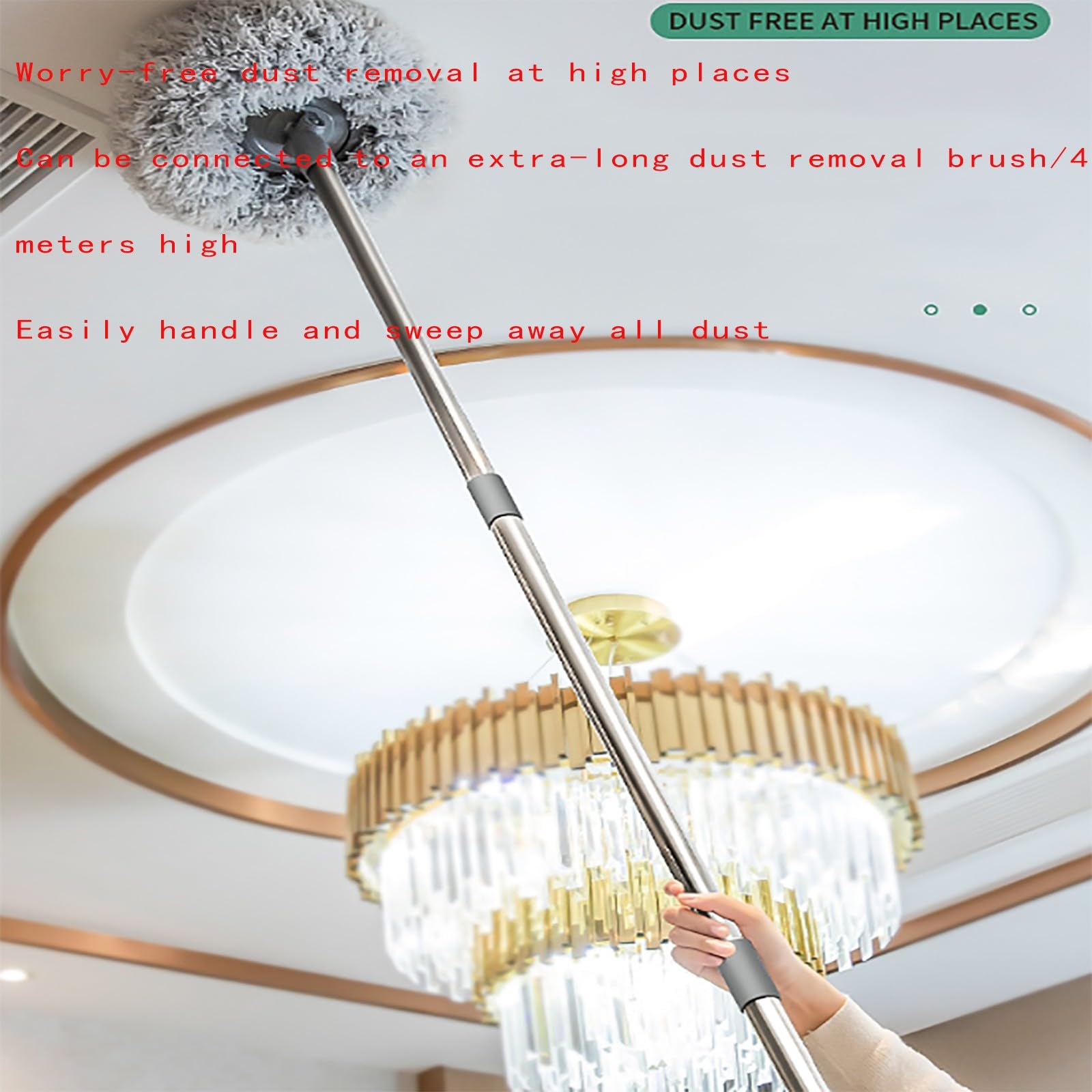 360-Grad-Drehwischer-Set, verstellbarer Wandwischer, runder Wandwischer, Mikrofaser-Staubwedel für Nass- und Trockenwände für Fußböden, Glasfenster und Decken im Haus A,197.5 * 28 * 28cm