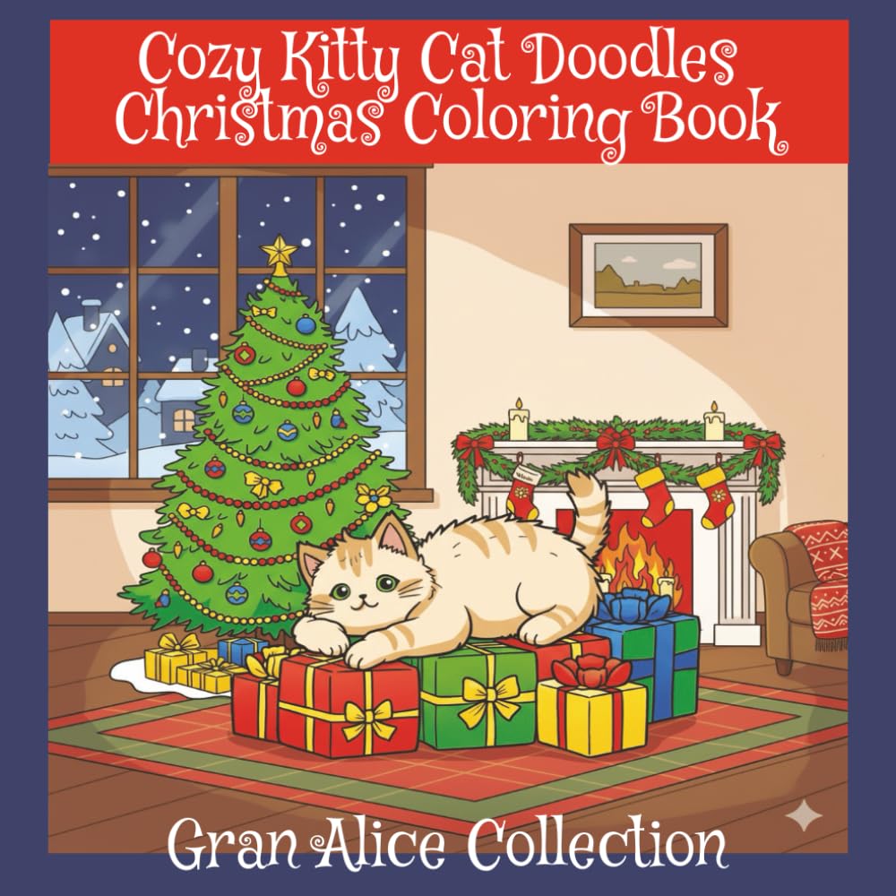 Cozy Kitty Cat Doodles Christmas Coloring Book: Cozy and Cute Holiday Kitty Cats to Color and Relax for Adults teens and Kids