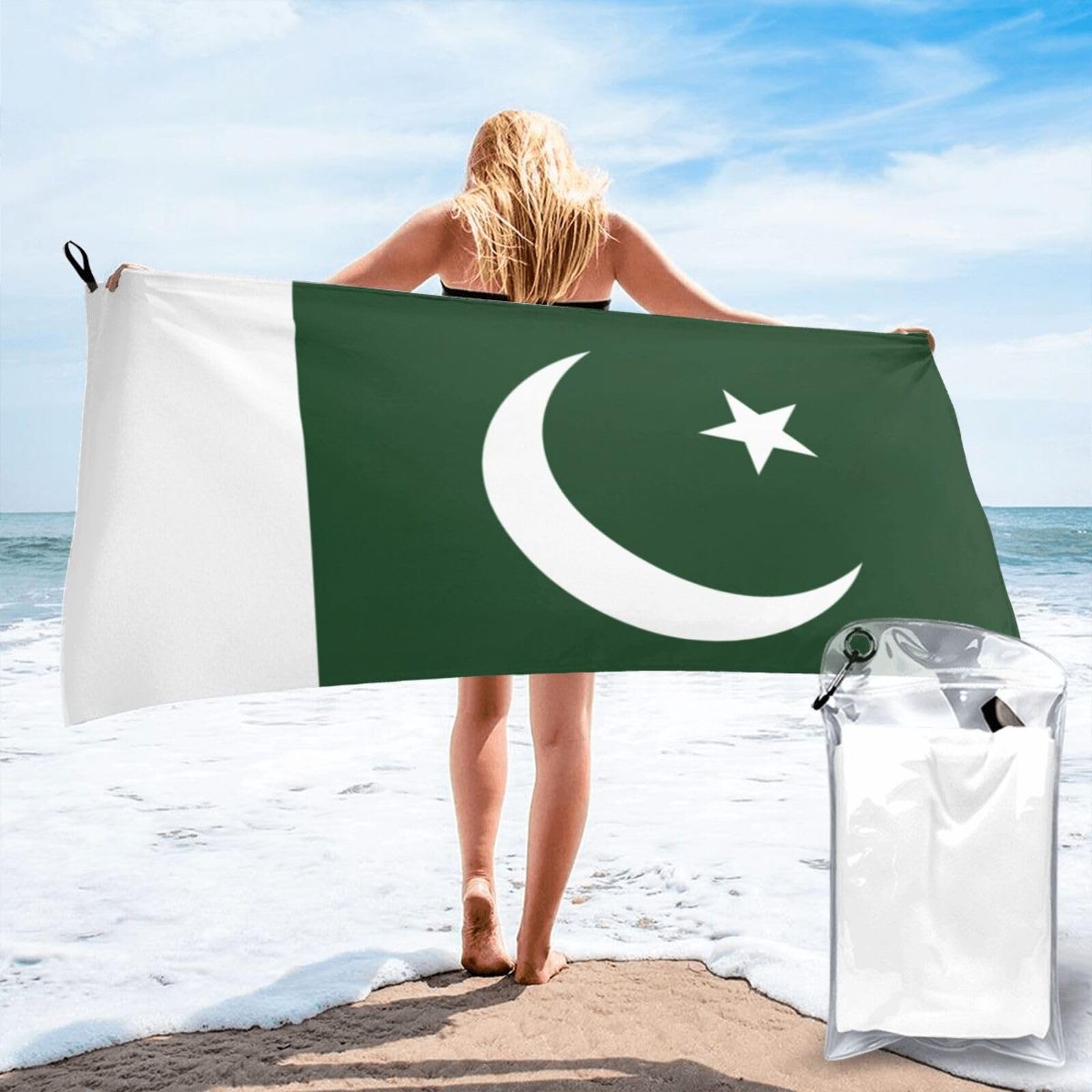 Serviette de plage drapeau Pakistan pour le camping et le voyage