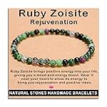 AD Beads Handmade Gemstone Stretch Elastic Bracelet Crystal Healing Reiki Nature\'s Beauty and Spiritual Essence Unisex (4mm, Ruby Zoisite (Rejuvenation))