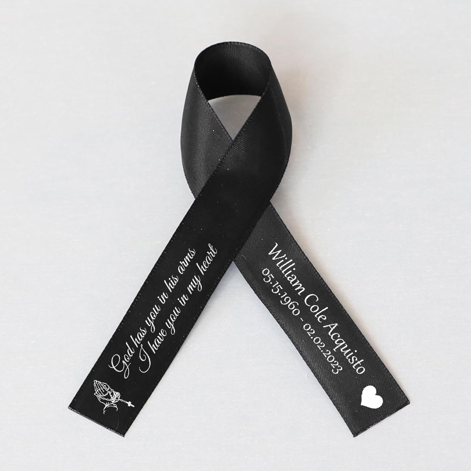 50pcs Personalized Memorial Ribbons, Custom Memorial Ribbon, Funeral Ribbon with (Name - Date), Name Ribbon Personalized with Photo, Custom Ribbon Favors R06