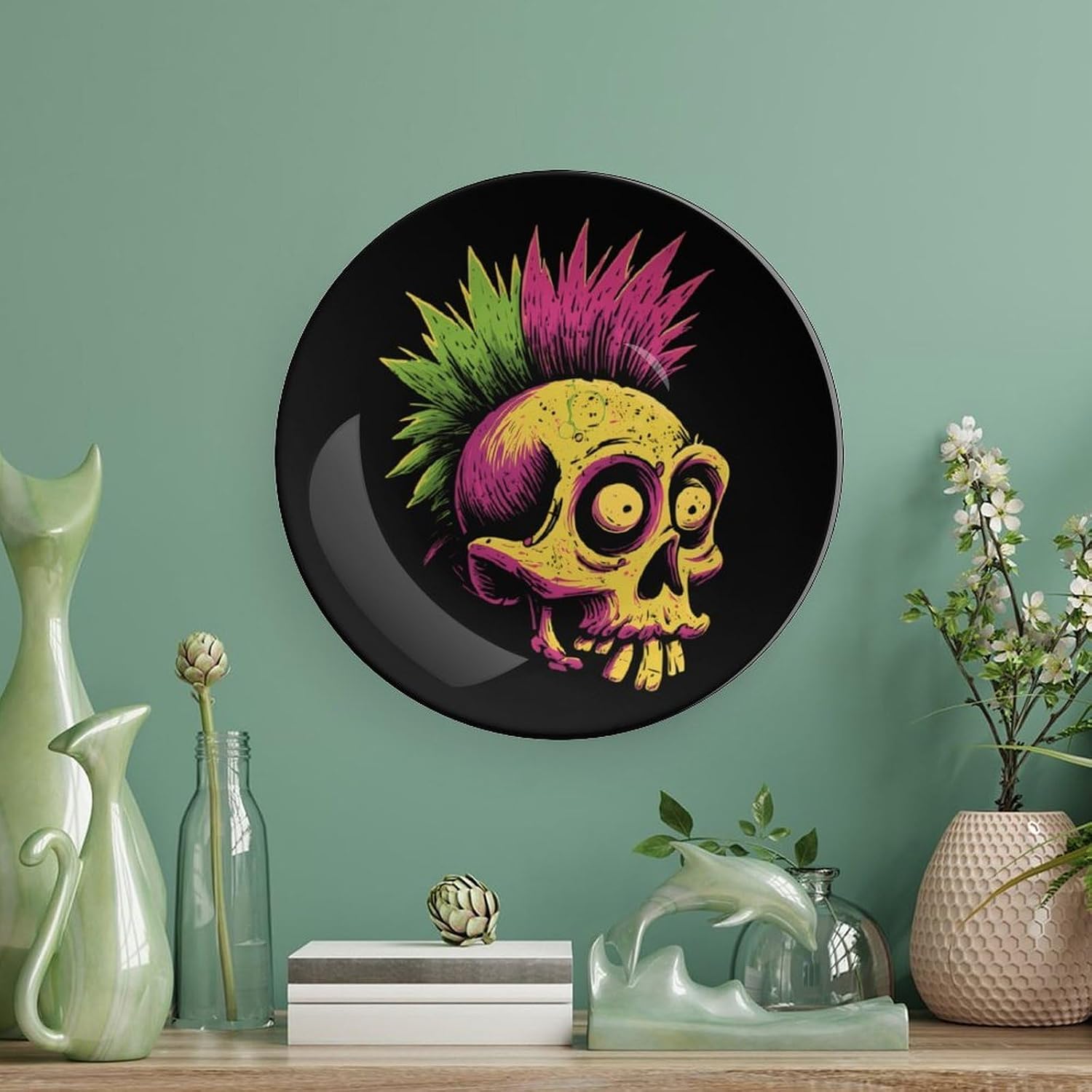 Skull Punk Modern Decorative Plate Ceramic Ornaments 6inch image 5