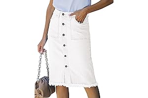luvamia Women's High Waist Button Down Denim Jean Vintage Skirt