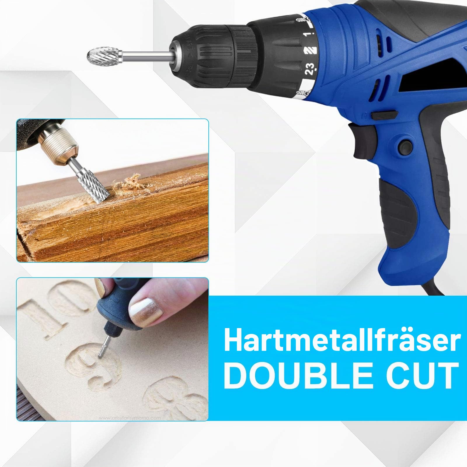 Linkstyle 10 Stück Wolframcarbid Fräser Bit Set, Hartmetall Rotary Schaftfräser Raspel Set mit 6mm Schaft für Schleifen Schnitzen Polieren