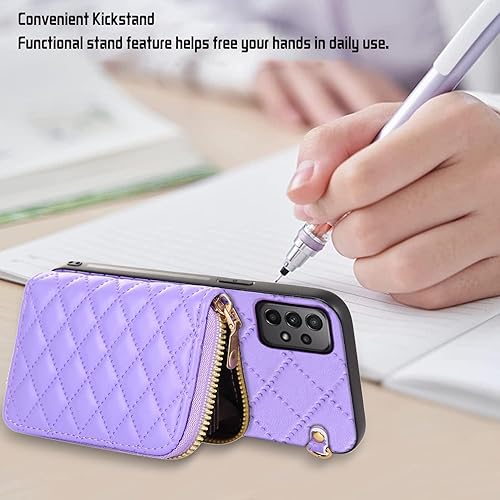 Miniatura 3 de Furiet Funda tipo cartera cruzada desmontable para Samsung Galaxy A32 5G 2021 de 6.5 pulgadas con monedero con cremallera, ranura para múltiples