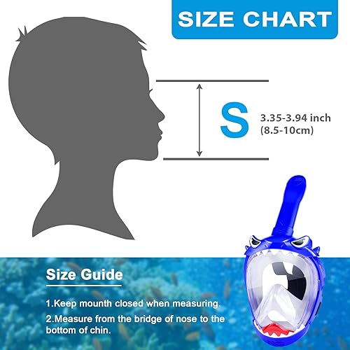 Miniatura 4 de Full Face Snorkel Mask for Kids with 180 Panoramic View, Snorkeling Set Featuring Anti-Leak and Anti-Fog Foldable Dry Top Design for Safe Underwater