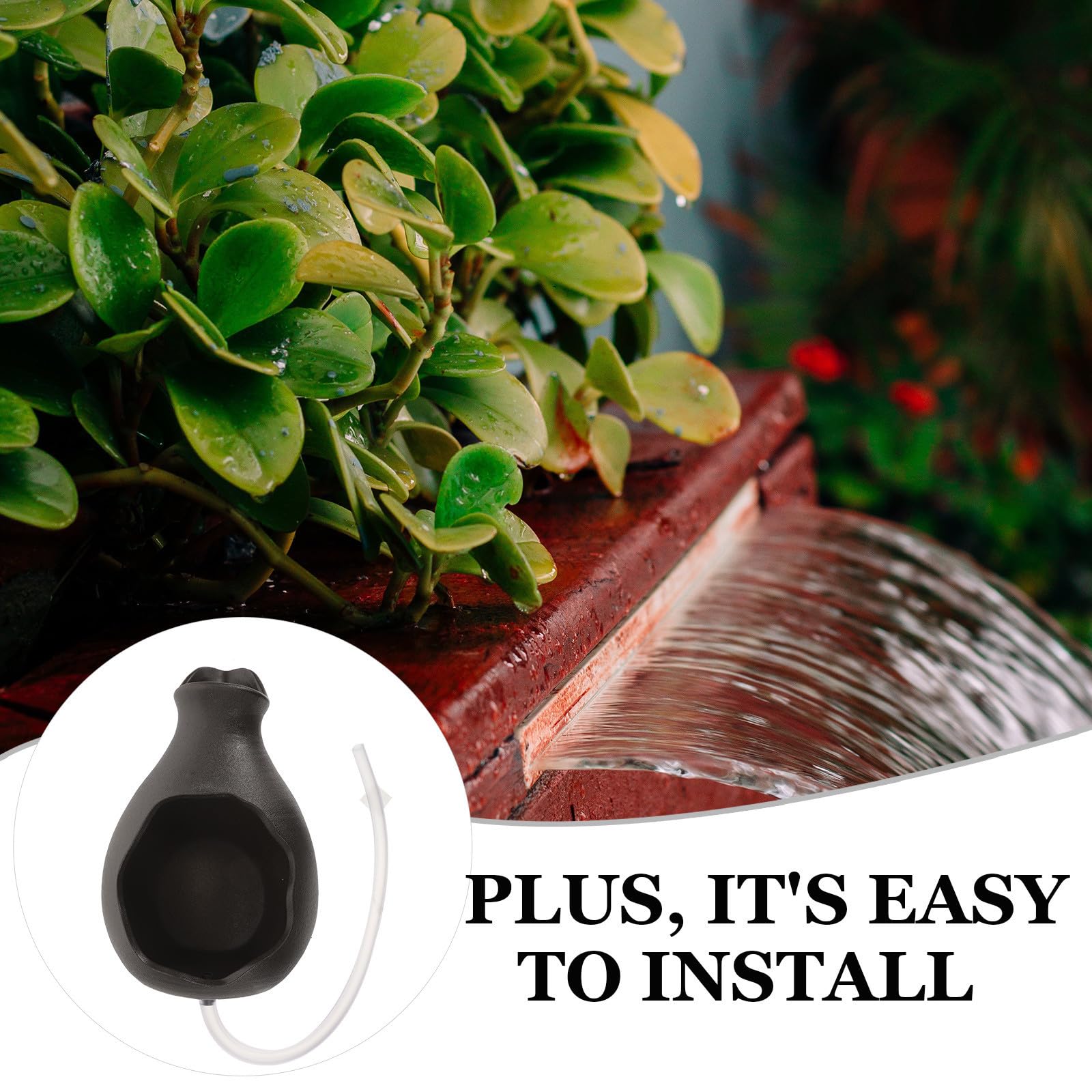 SHINEOFI Keramik Wasserfall Teichfilter mit Dekorativem Filter für Aquarium und Garten Schwarzer Keramischer Filter für Ruhigen Wassergarten im Außenbereich