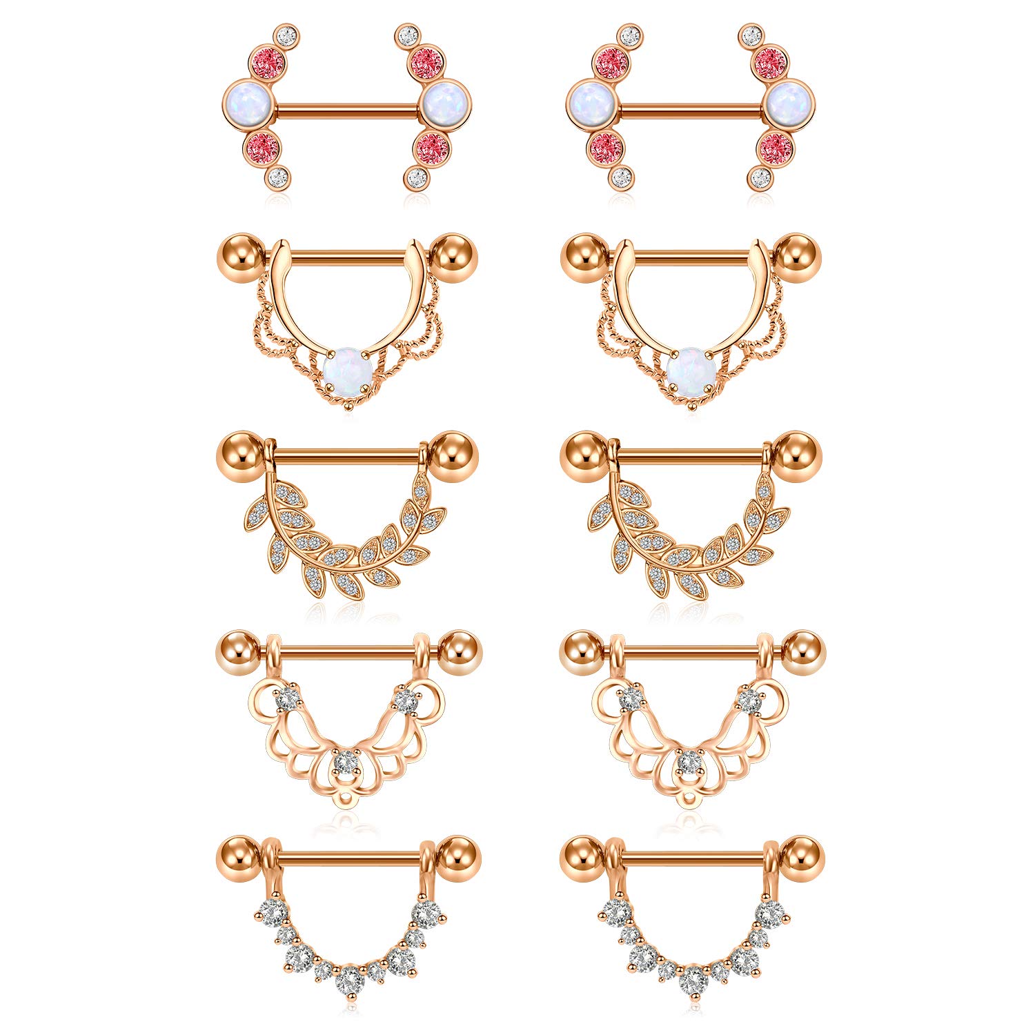 D.Bella 14G Nipple Rings Opal CZ Nipplerings Piercing Stainless Steel Nipple Straight Piercing Barbell for Women Girls, Metal, stainless steel (B07XF8RFNM) Amazon Price History, Amazon Price Tracker