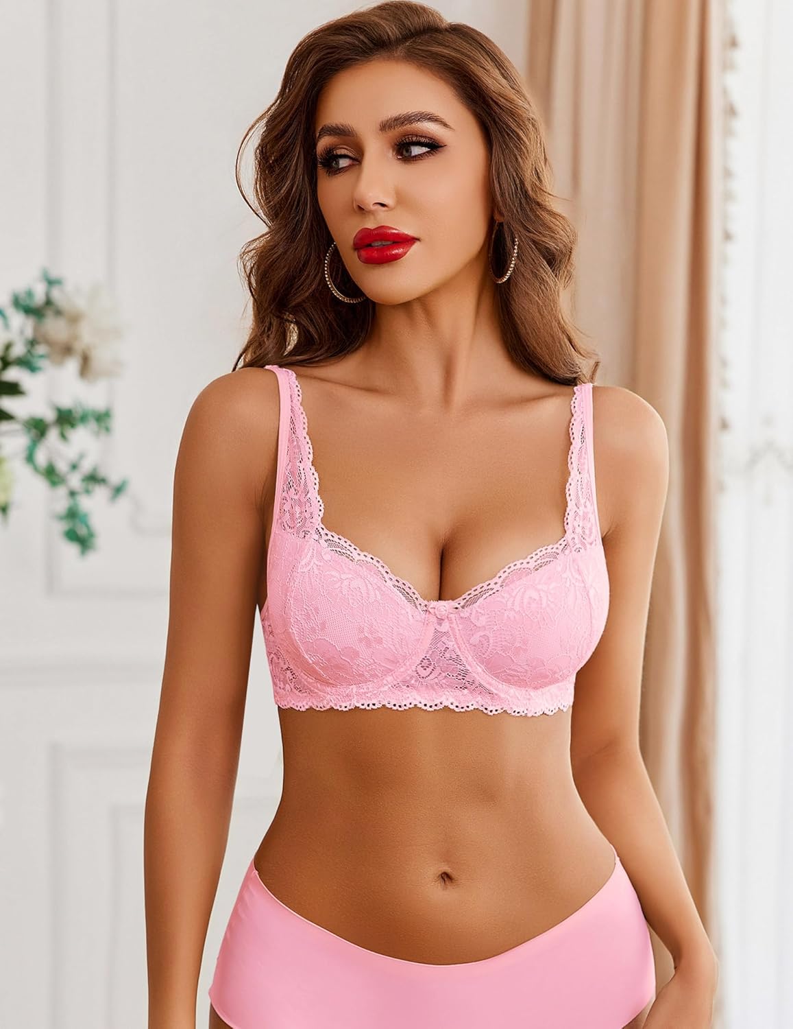 Avidlove Lace Bralettes for Women Sexy Demi Balconette Underwire Bra Lingerie Unpadded - Image 2