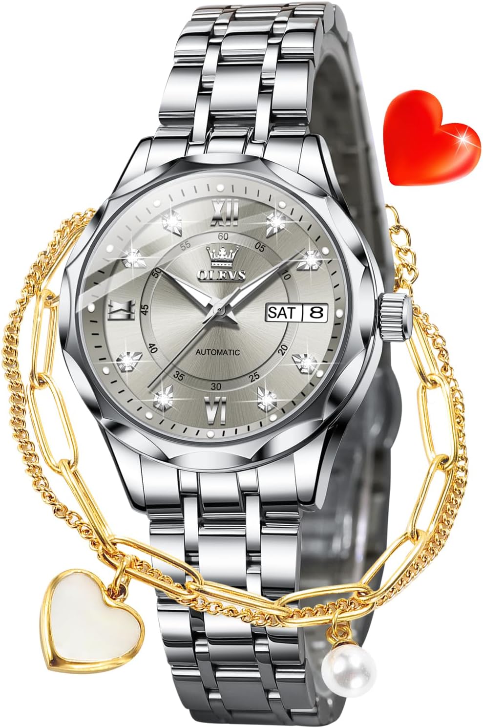 OLEVS Womens Watches Casual Modern Diamond Automatic