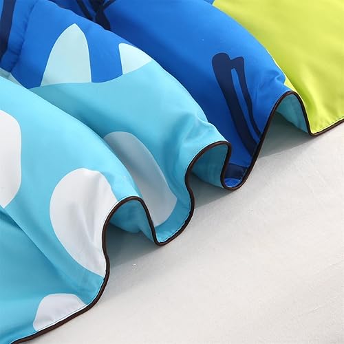 Miniatura 5 de ENCOFT Juego de edredón tamaño matrimonial para niñas y niños, juego de ropa de cama de dinosaurios de 3 piezas de alta calidad, color azul, cómodo