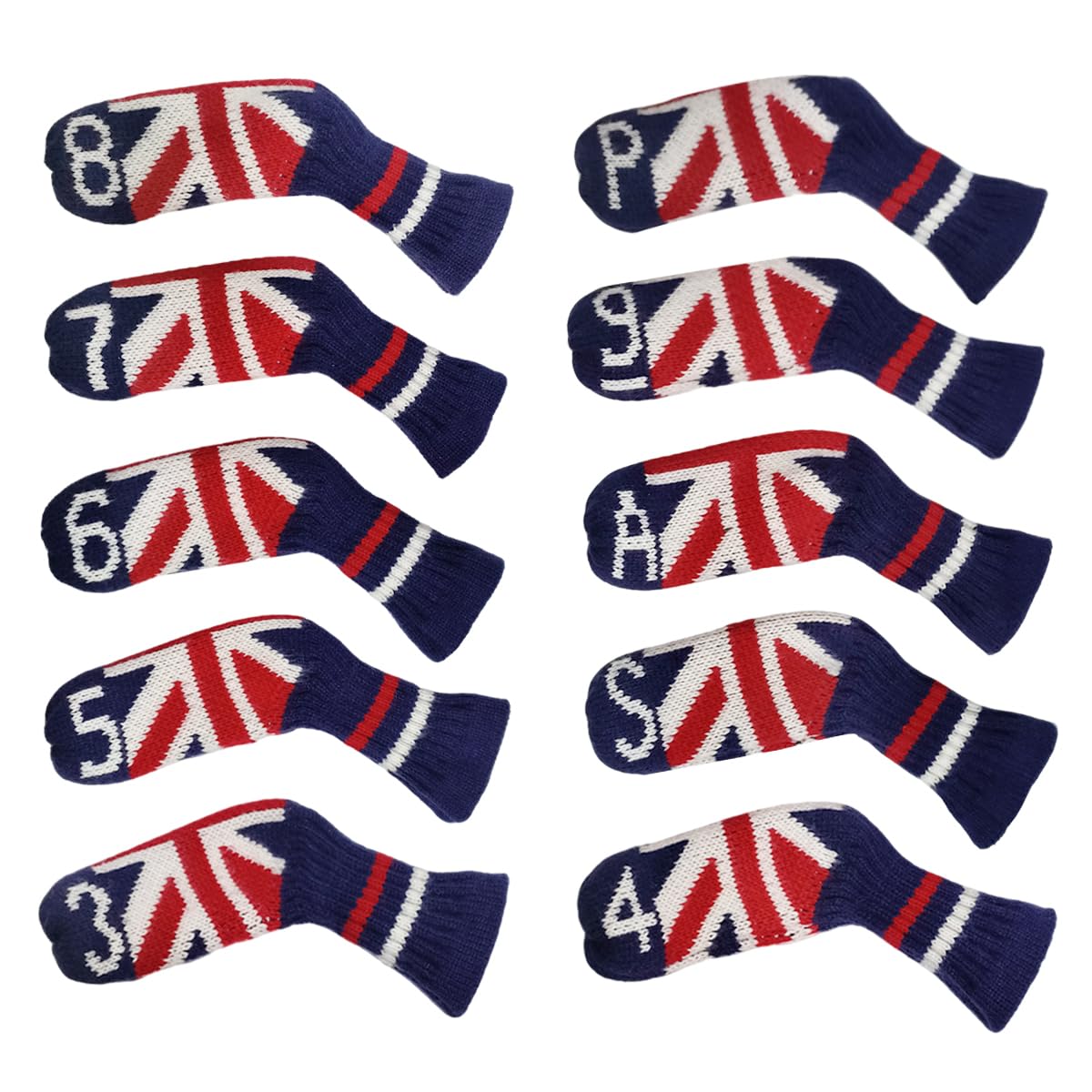 Scott Edward 1/7/10 Pcs Golf Iron Club Covers Socks Shape Washable Club Protector Suitable for Most Brands(Flag)